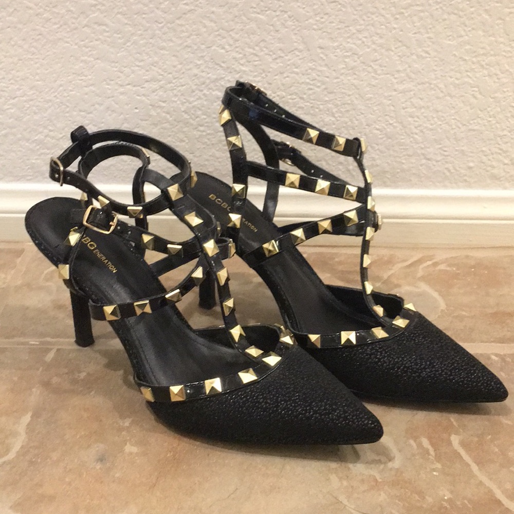 BCBG Studded Strappy Heels